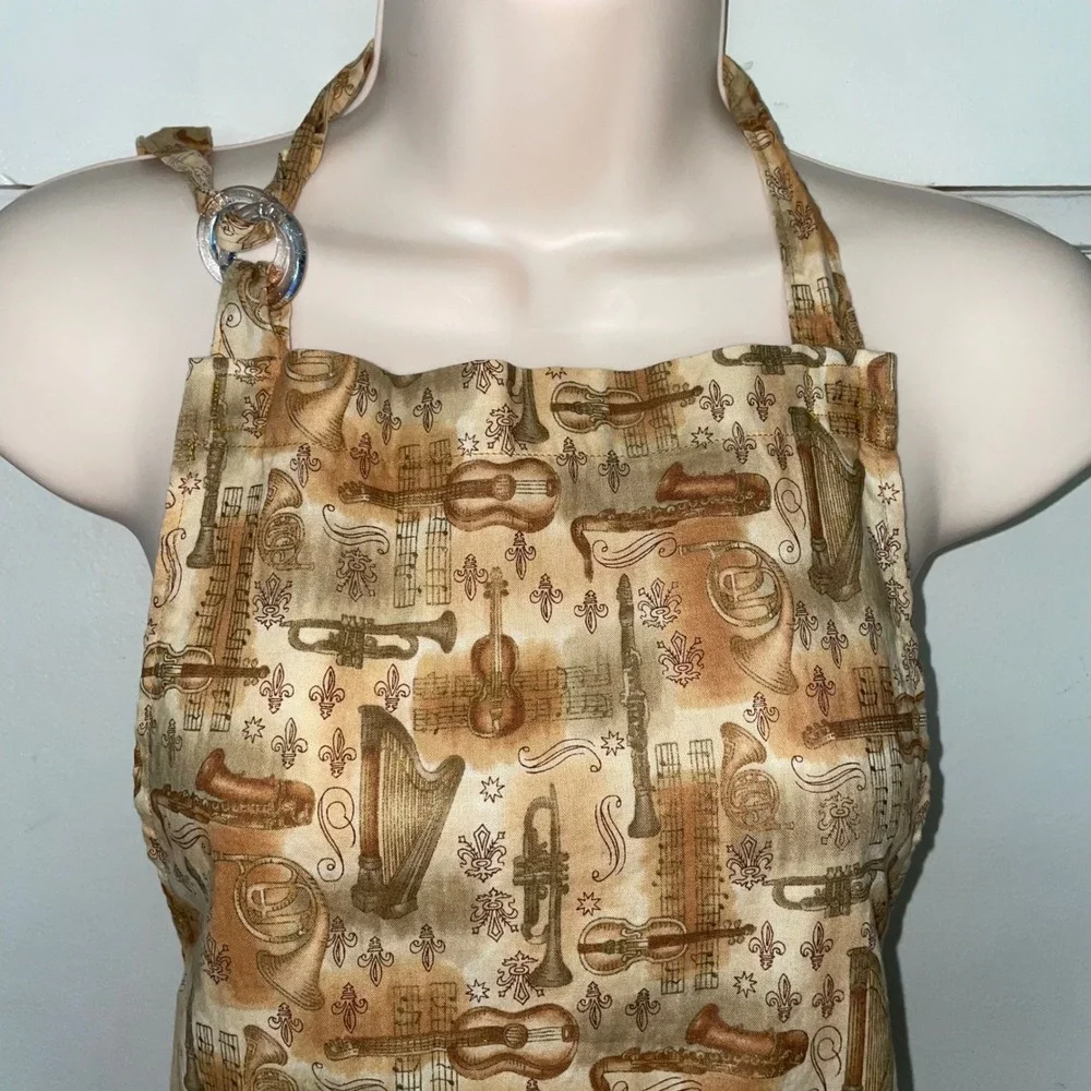 Women's Musical Instrument Print kitchen Apron Adjustable Neck Tie Waist‎ Baking